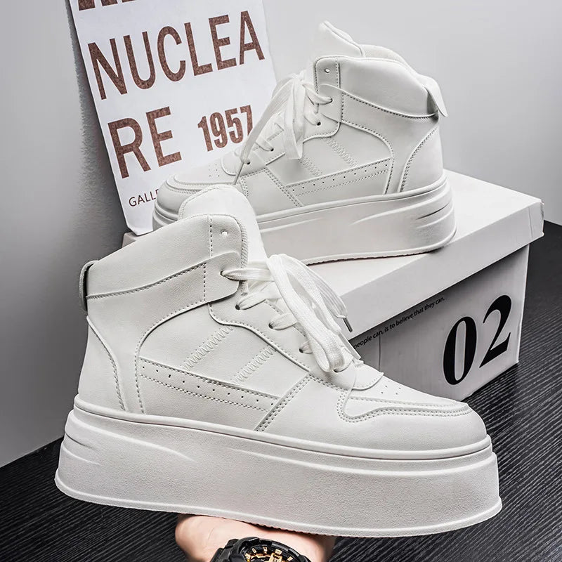 New 2025 Men's Thick Bottom Sneakers Spring Autumn Style Breathable Anti-Slip Heightening Casual Sports Platform Shoes
