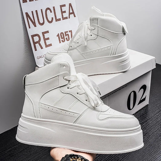 New 2025 Men's Thick Bottom Sneakers Spring Autumn Style Breathable Anti-Slip Heightening Casual Sports Platform Shoes