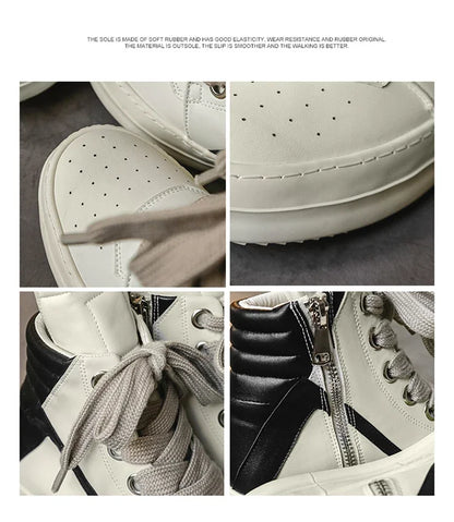 High-top Sports Shoes Lace-up Leather Ankle Boots Male Skateboard Shoes Basketball Sneakers 39-44 Men Casual Luxury Sneakers