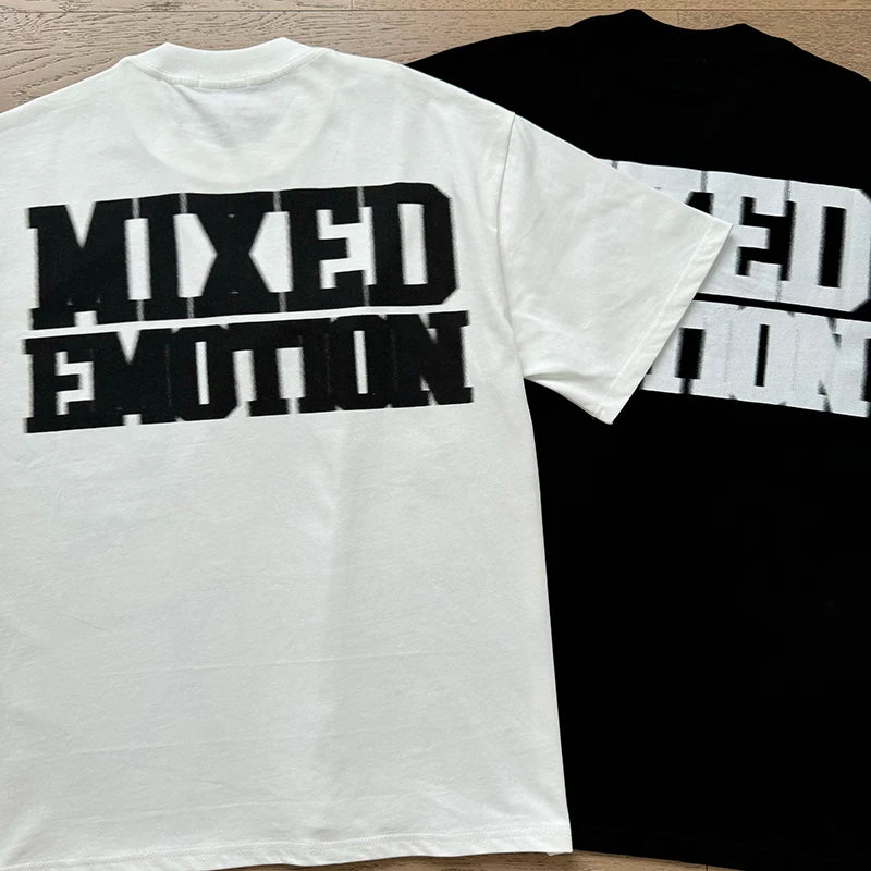 Fashion Brand MIXED EMOTION T-shirts Men Women Couple Streetwear Angel Print Summer Top Tee Round Neck Short Sleeve