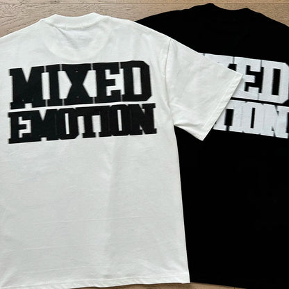 Fashion Brand MIXED EMOTION T-shirts Men Women Couple Streetwear Angel Print Summer Top Tee Round Neck Short Sleeve