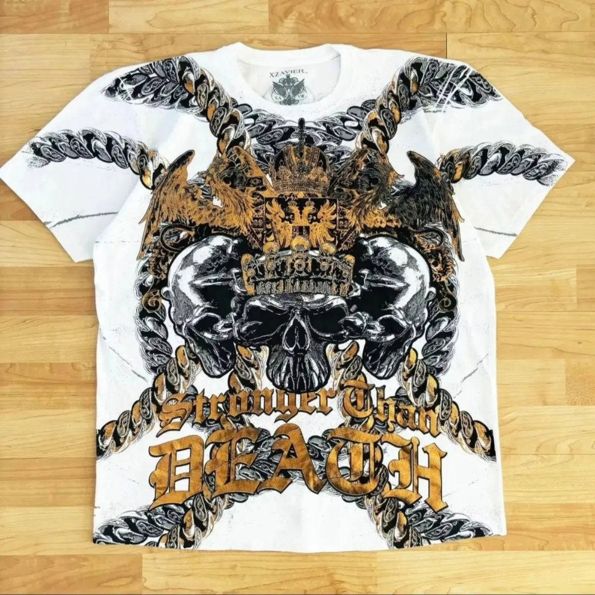 European and American men's summer Gothic skull letter print soft and breathable round neck T-shirt outdoor fashionable street t