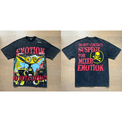 Fashion Brand MIXED EMOTION T-shirts Men Women Couple Streetwear Angel Print Summer Top Tee Round Neck Short Sleeve