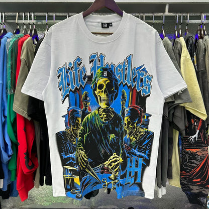 Praying Angel Shinning Diamond Cotton Short Sleeve Tshirts for Men and Women Crew Neck Loose Summer T-shirt Oversized Tees