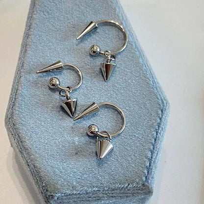 Punk Silver Color Rivet Stud Earrings for Women Men Fashion Metal Geometric U-Shaped Piercing Earrings Party Jewelry Accessories