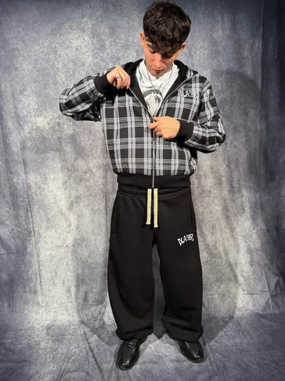 Print Wide Leg Pants Women Grey Streetwear Baggy Drawstring Sweatpants 2026
