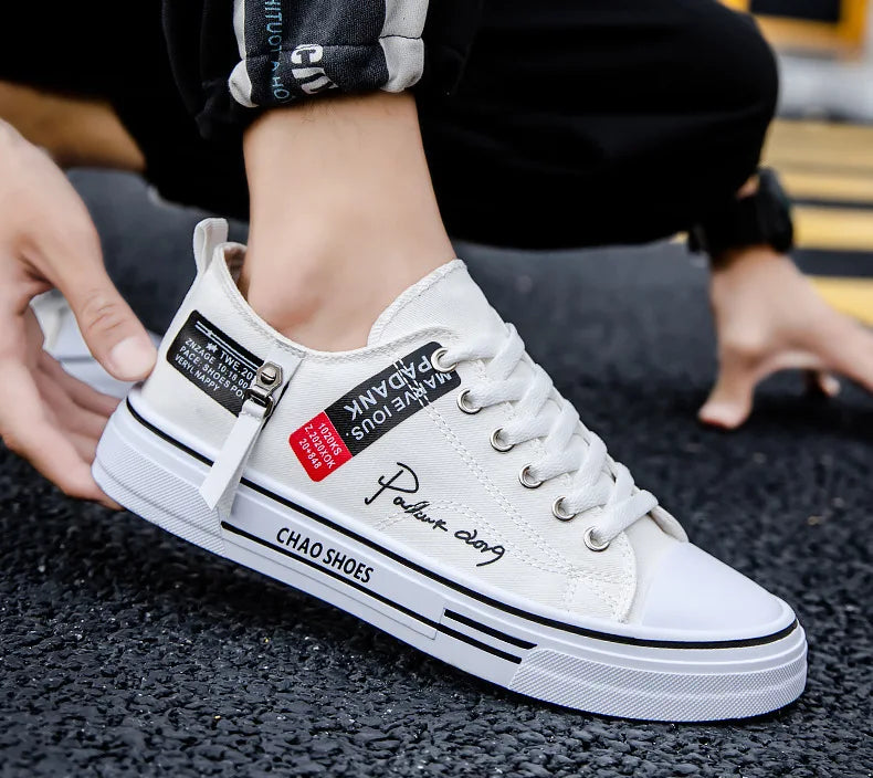 2025 Summer Men's Canvas Sneakers Low-Top Casual Breathable Shoes for Teen Trendy Lightweight Youth Streetwear Comfort Footwear