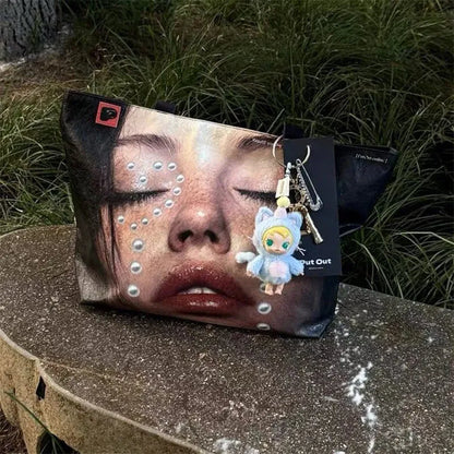 Brand Portrait Print Tote Bag Large Capacity Top-handle Shopper Bag Fashion Pvc Kraft Paper Shoulderbag Waterproof Pouch Storage