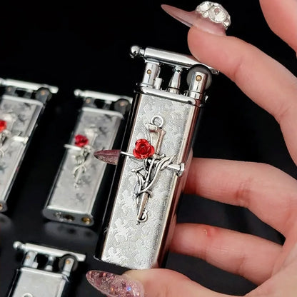 New high-end handmade retro cross outdoor lighter with metal grinding wheel and open flame portable lighter smoking gift