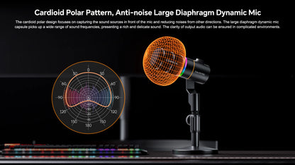 COMICA D10/D10 PRO RGB Cardioid USB/XLR Dynamic Desktop Gaming Mic Wired/Wireless Microphone for Streaming Interview Podcast