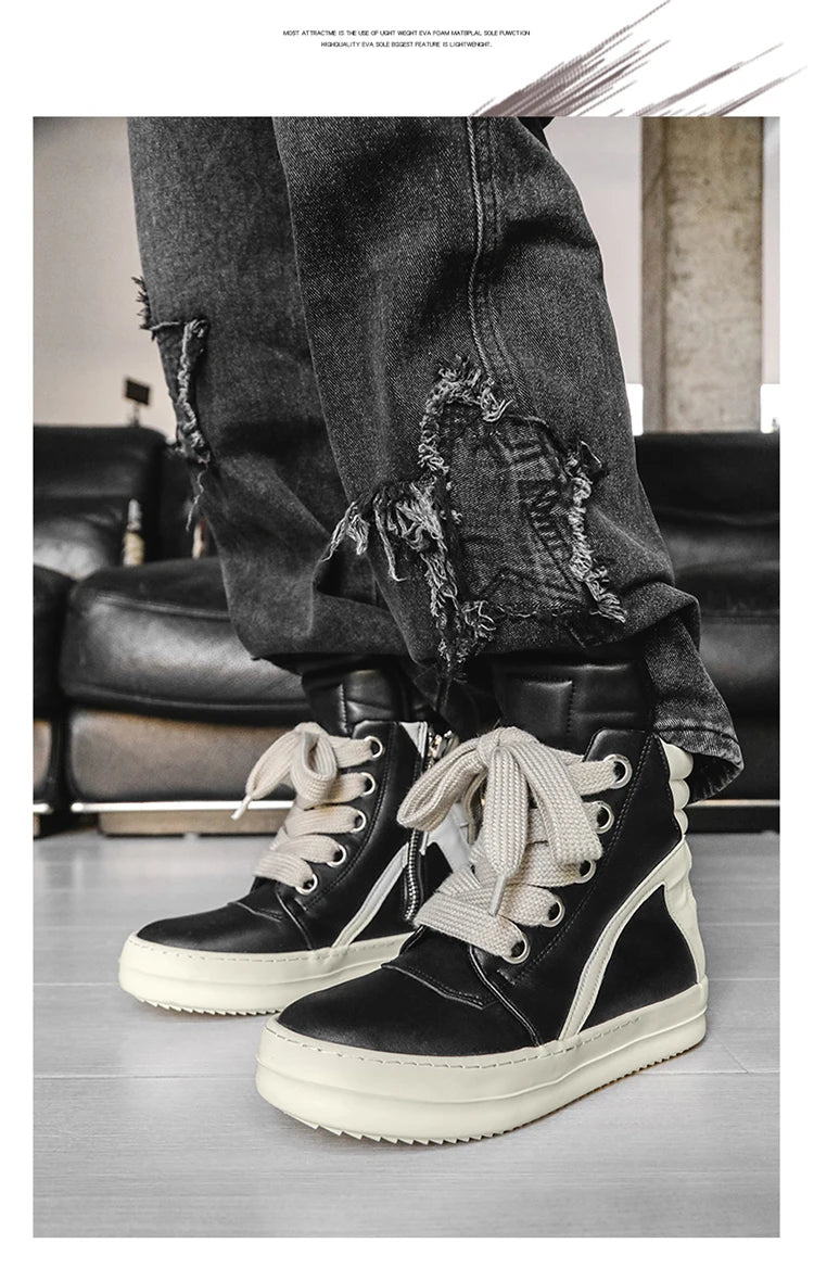 High-top Sports Shoes Lace-up Leather Ankle Boots Male Skateboard Shoes Basketball Sneakers 39-44 Men Casual Luxury Sneakers