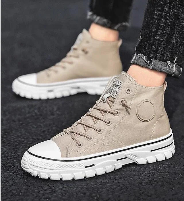 Shoes for Men 2025 New Men's Canvas Shoes High Top Casual Sneakers British Style Skateboarding Vulcanized Shoes Comfort Sneakers