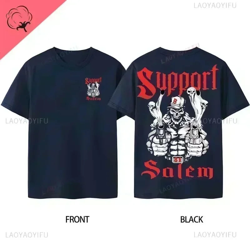 Classic Y2K Gothic Style T-shirt Print Oversized T Shirt High Street Shirts Gothic Round Neck Cotton Tops New Mens Women T Shirt