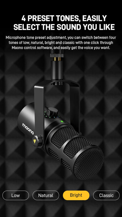 maono PD400X USB/XLR Dynamic Microphone All Metal With One-Touch Mute Headphone Jack And Volume Control For Podcasting Streaming