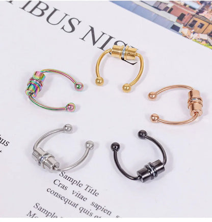 Fake Piercing Nose Ring Hoop Septum Non Piercing Nose Clip Rock HipHoop Stainless Steel Magnet Fashion Punk Body Women Jewelry