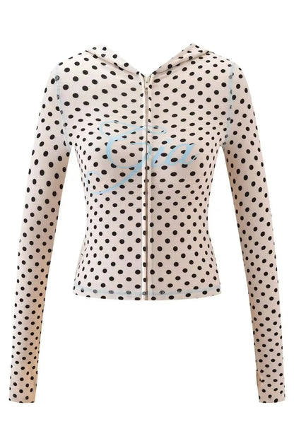 Gia zip-up cap long sleeve high spring top & low waist micro flared pants