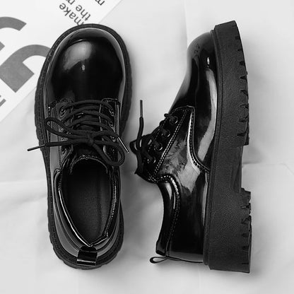 Couple's casual leather shoes Four Season thick sole anti slip comfort men's and women's workwear shoes plus size lace up shoes