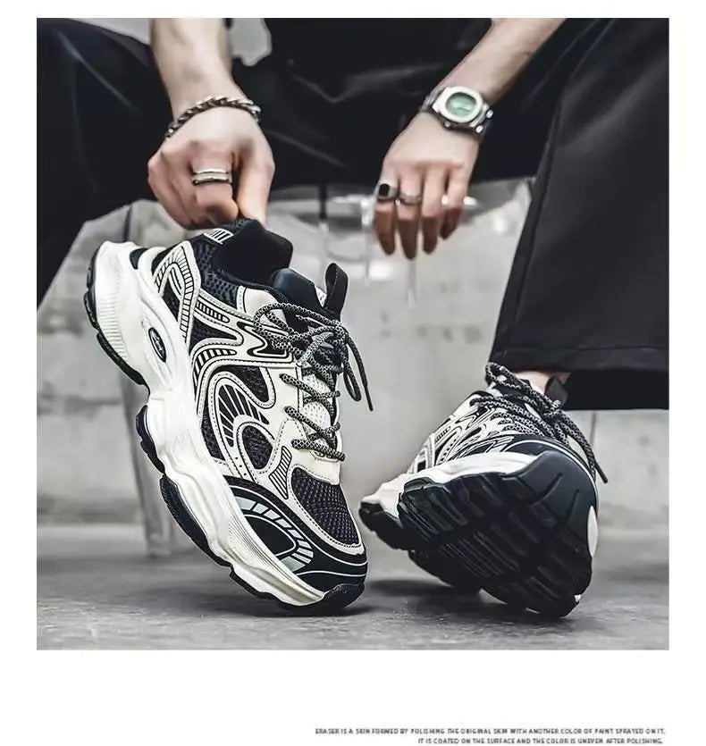Men's 2026 Spring New Breathable Mesh Sneakers Korean Y2K Trendy Versatile Thick Sole Sports Casual Dad Shoes