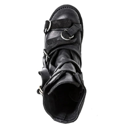 Yamamoto Style Dark Retro Vintage Motorcycle Boots Men's Real Leather Strap Boots Short Tube Belt Buckle Wasteland Fashion Shoes