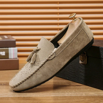 Fashion suede tassel men's casual leather shoes sneakers for lazy people  comfortable driving shoes
