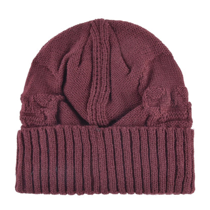 Winter Beanies Men Knitted Skull Pattern Solid Color Hat With Metal Skulls Skullies Beanies Men's Knit Thick Hats Add Velvet