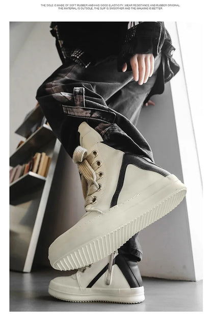 High-top Sports Shoes Lace-up Leather Ankle Boots Male Skateboard Shoes Basketball Sneakers 39-44 Men Casual Luxury Sneakers
