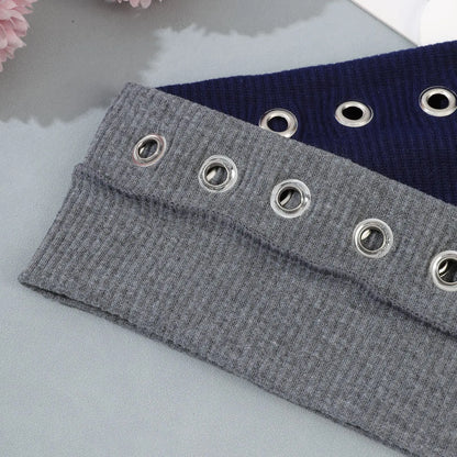 Punk Girl Hollowed Out Eyelets Wide Elastic Headband Stretchy Metal Rock Steampunk for Sports Headbands Hair Accessories