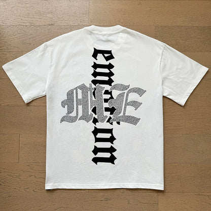 Fashion Brand MIXED EMOTION T-shirts Men Women Couple Streetwear Angel Print Summer Top Tee Round Neck Short Sleeve