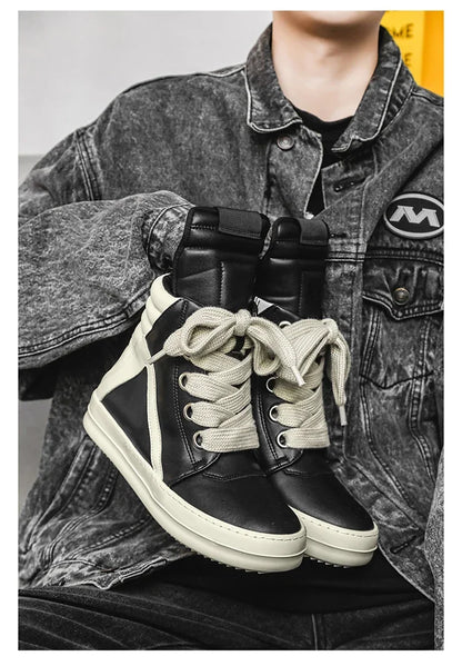High-top Sports Shoes Lace-up Leather Ankle Boots Male Skateboard Shoes Basketball Sneakers 39-44 Men Casual Luxury Sneakers