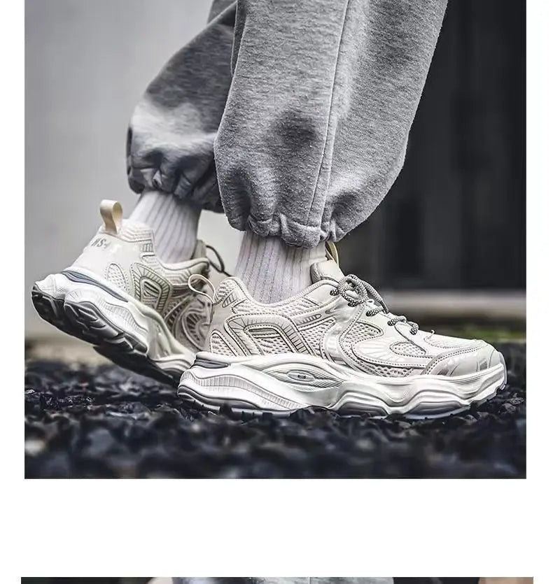 Men's 2026 Spring New Breathable Mesh Sneakers Korean Y2K Trendy Versatile Thick Sole Sports Casual Dad Shoes