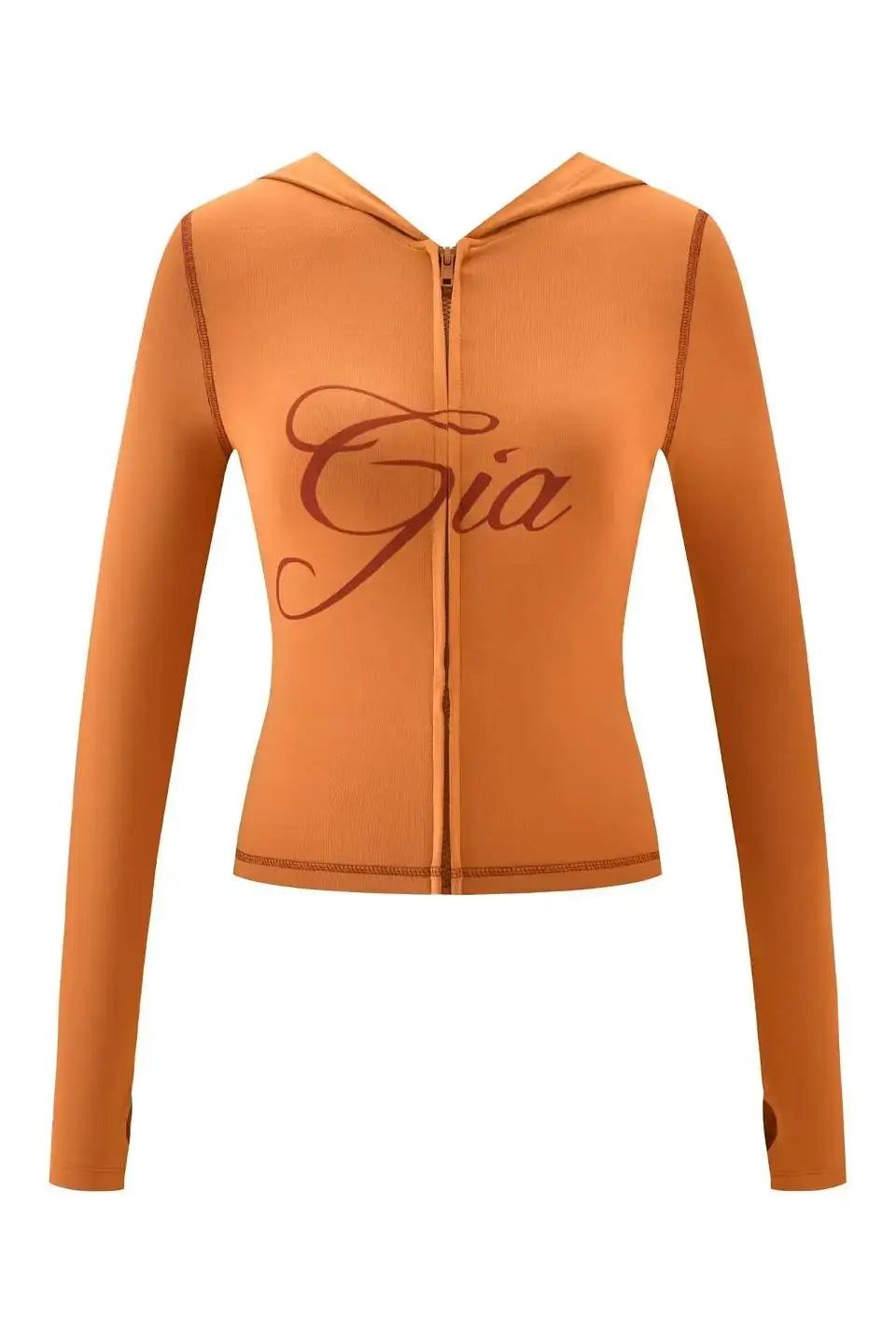 Gia zip-up cap long sleeve high spring top & low waist micro flared pants