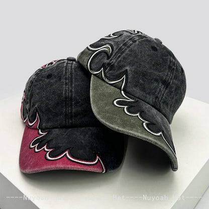 New Men Women American Street Embroidered Flame Baseball Hats Sunshade Hip Hop Versatile Personal Peaked Caps Street Fashion ins