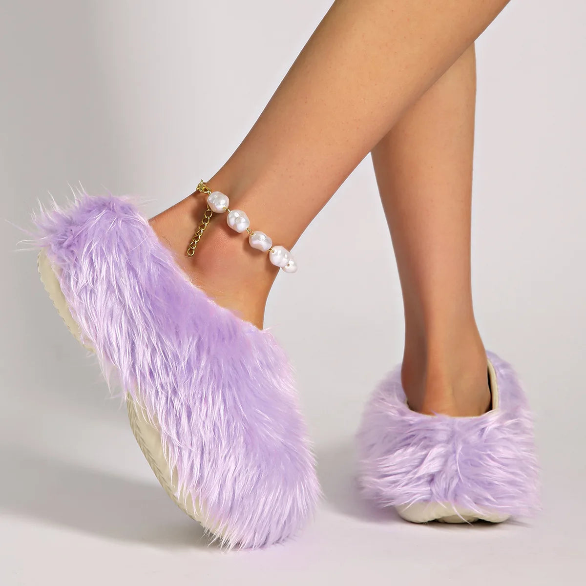 New Fur Slippers Imitation Fur Mueller Shoes Famous Height thick Soled Slippers