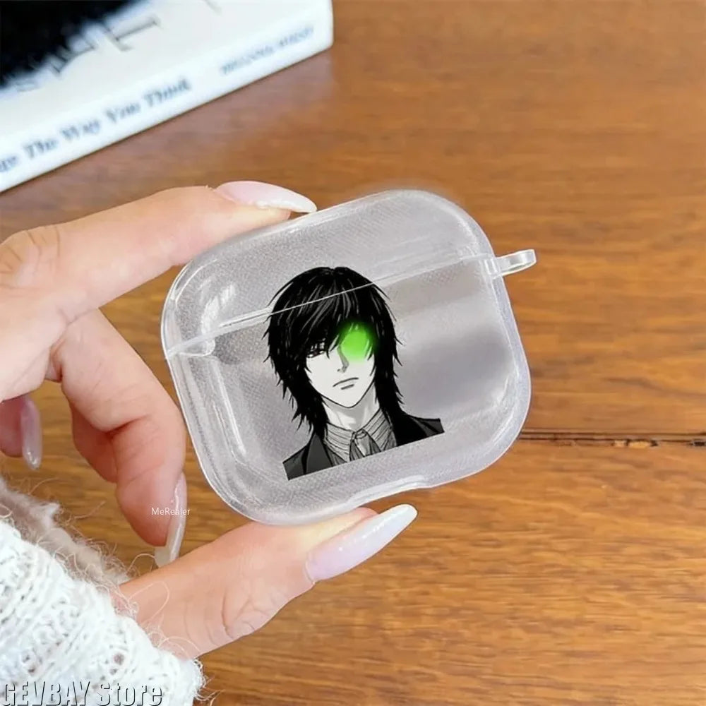 Japan Anime Mikami Teru Yagami Light‌ for Death Note Case TPU Case for AirPods 4 Pro 3 Clear Transparent Bluetooth Earphone Case