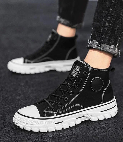Shoes for Men 2025 New Men's Canvas Shoes High Top Casual Sneakers British Style Skateboarding Vulcanized Shoes Comfort Sneakers