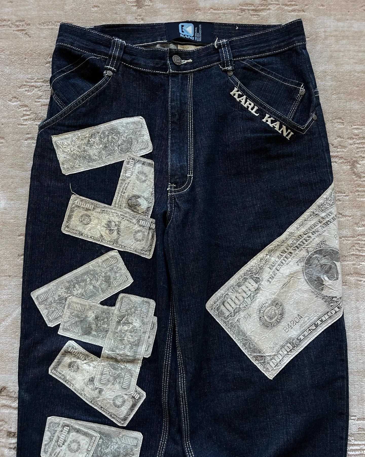 Harajuku Money Print Streetwear Jeans High Waist Wide Trouser Black Pants Streetwear Men Hip Hop Women Embroider Y2k Baggy Jeans
