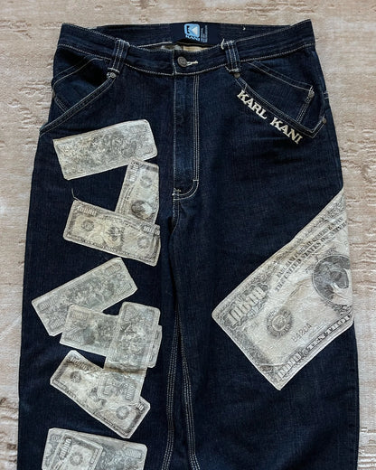 Harajuku Money Print Streetwear Jeans High Waist Wide Trouser Black Pants Streetwear Men Hip Hop Women Embroider Y2k Baggy Jeans