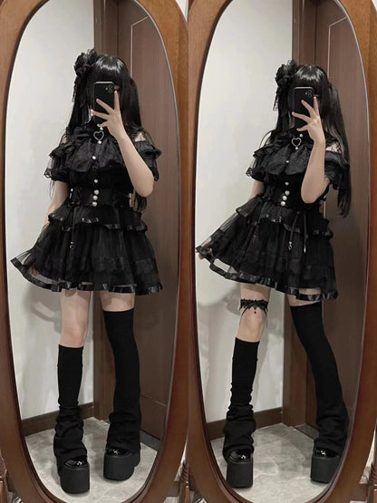 Japanese Kawaii Lolita Lace Patchwork Blouses Summer Women Harajuku Single Breasted Sweet Shirts Cute Girly JK Bow Tops Blusas