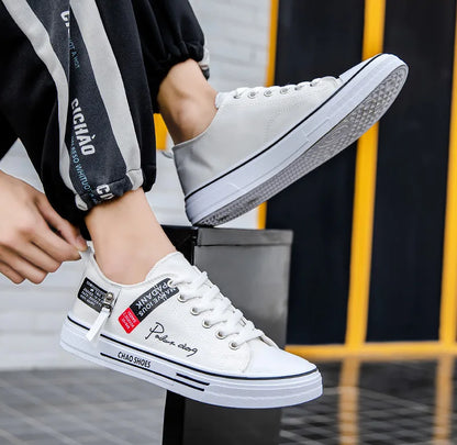 2025 Summer Men's Canvas Sneakers Low-Top Casual Breathable Shoes for Teen Trendy Lightweight Youth Streetwear Comfort Footwear