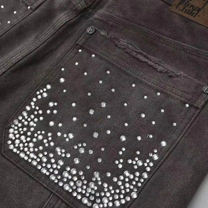 New American Trendy Brand Street Washed Ripped Edge Denim Shorts Men's and Women's Straight Versatile High Street Denim Shorts