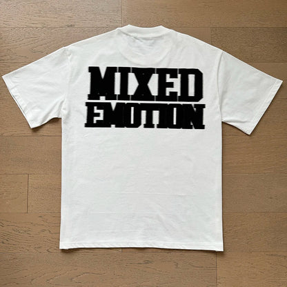 Fashion Brand MIXED EMOTION T-shirts Men Women Couple Streetwear Angel Print Summer Top Tee Round Neck Short Sleeve