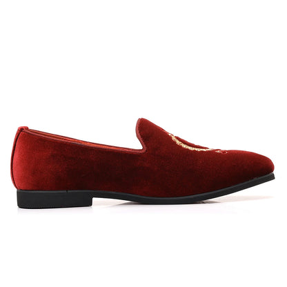 Men's Leather Shoes Velvet Embroidery Pointed Dress Shoes Men's Business Shoes Soft Soled Loafers Casual Flat Shoes