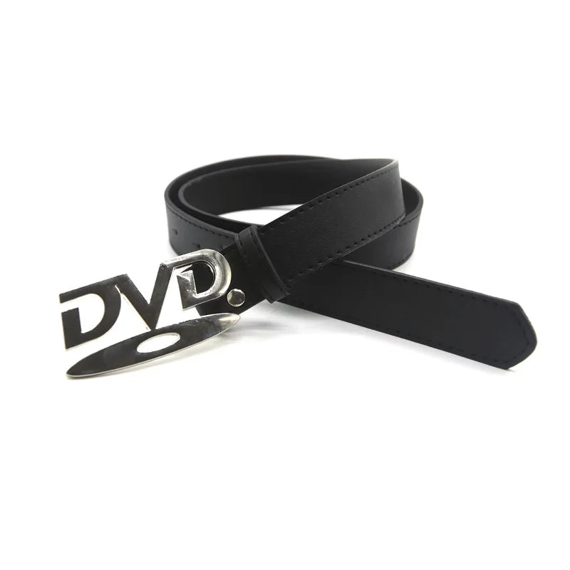 Fashion Y2K Women's Belt Retro DVD Buckle Design Niche Influencer Denim Belt Hip-Hop Nightclub Party Belt for Women