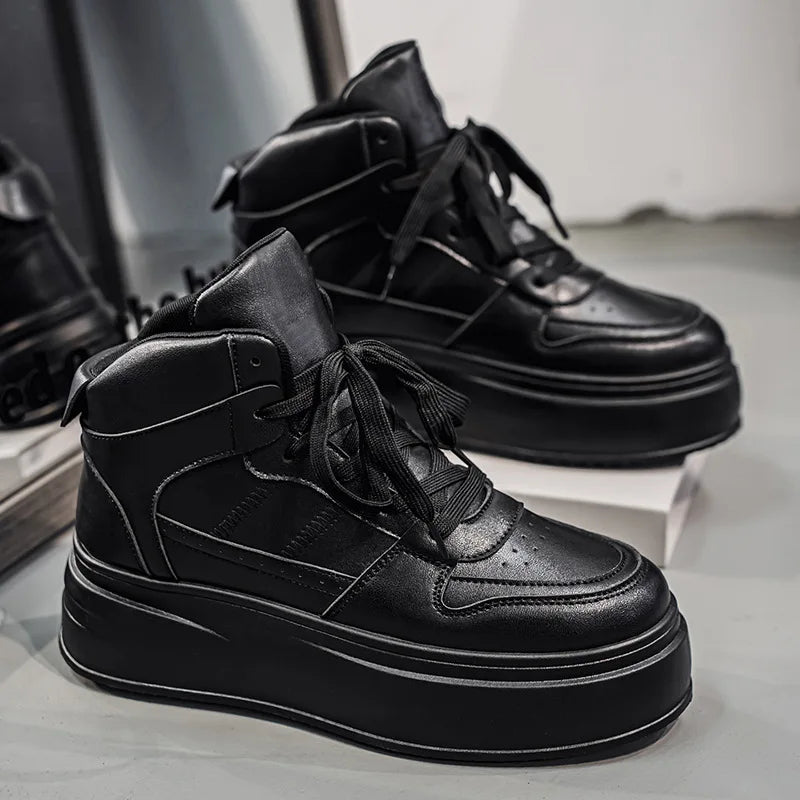 New 2025 Men's Thick Bottom Sneakers Spring Autumn Style Breathable Anti-Slip Heightening Casual Sports Platform Shoes