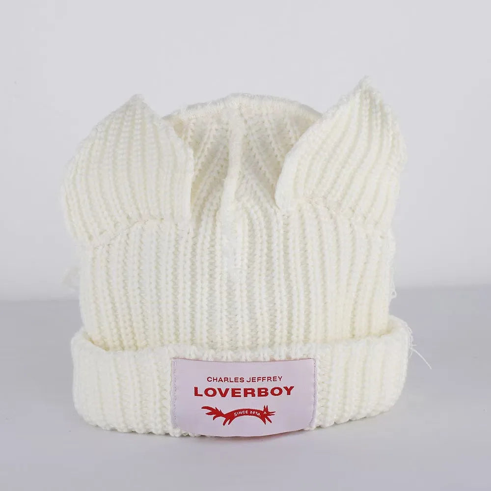 Winter Skullies Hat Unisex Cat Ear Hat Warm Crochet Knitted Hat Costume Beanie Hat Women Christmas Gift Hip-hop Cap Cold Hat