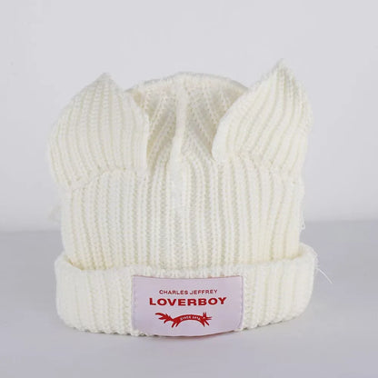 Winter Skullies Hat Unisex Cat Ear Hat Warm Crochet Knitted Hat Costume Beanie Hat Women Christmas Gift Hip-hop Cap Cold Hat