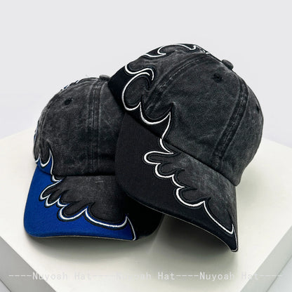 New Men Women American Street Embroidered Flame Baseball Hats Sunshade Hip Hop Versatile Personal Peaked Caps Street Fashion ins