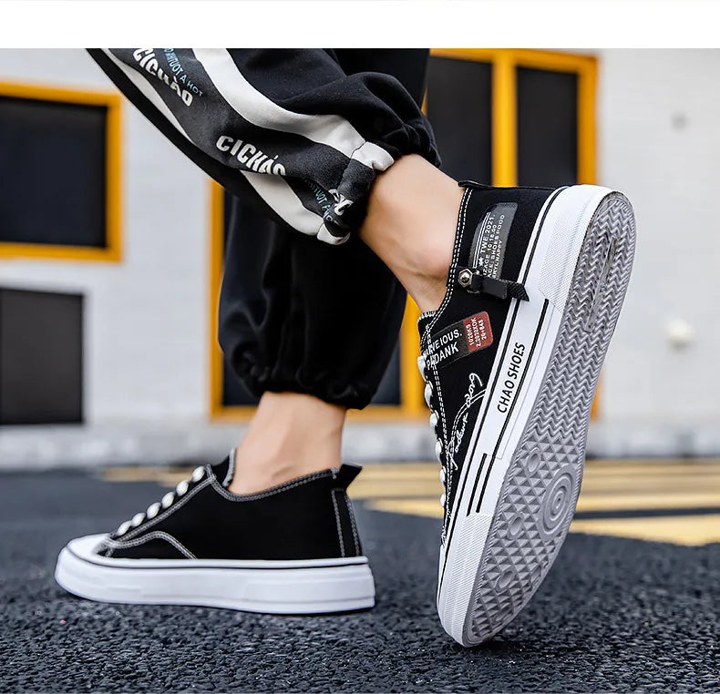 2025 Summer Men's Canvas Sneakers Low-Top Casual Breathable Shoes for Teen Trendy Lightweight Youth Streetwear Comfort Footwear
