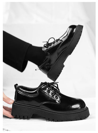 Couple's casual leather shoes Four Season thick sole anti slip comfort men's and women's workwear shoes plus size lace up shoes