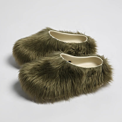 New Fur Slippers Imitation Fur Mueller Shoes Famous Height thick Soled Slippers